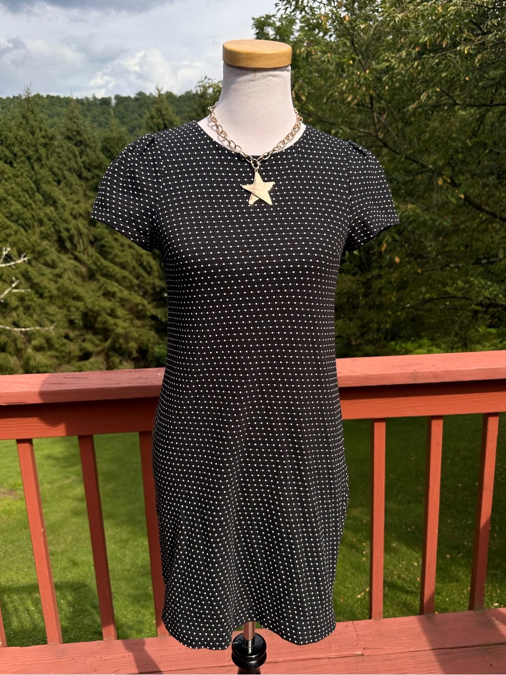 Maeve Anthropologie Black Polka Dot Mini Shift Dress - Picture 1 of 6